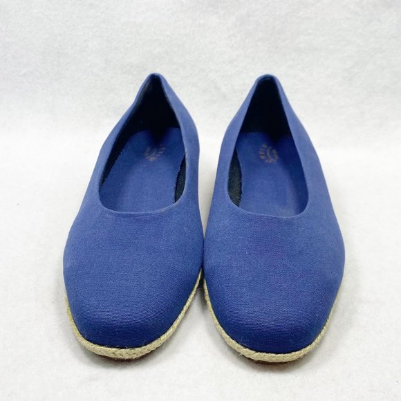 ORVIS Navy Canvas Espadrille Low Wedge 8 - Picture 10 of 12